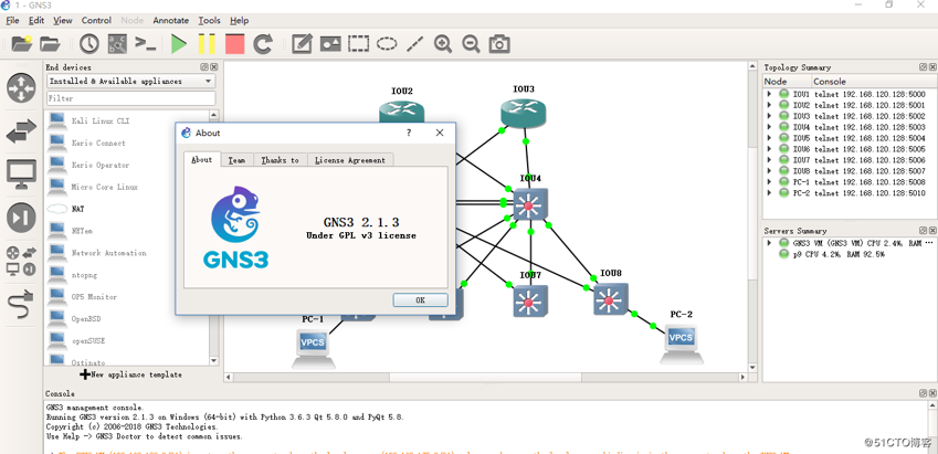 GNS3 2.1.3出来了，还有配套 的GNS3 VM 2.1.3